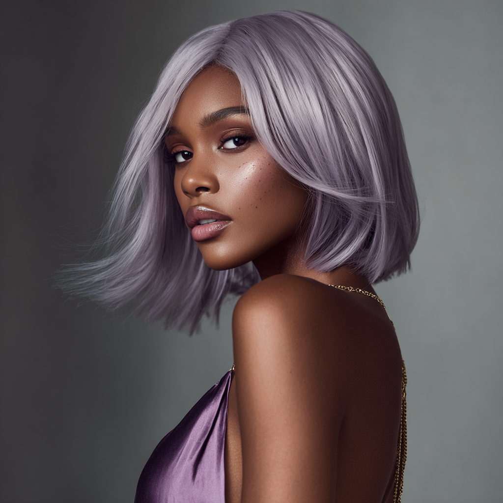 Sika — Bob · Light Purple Grey · 10in raw Vietnamese hair wig by Miné Hair