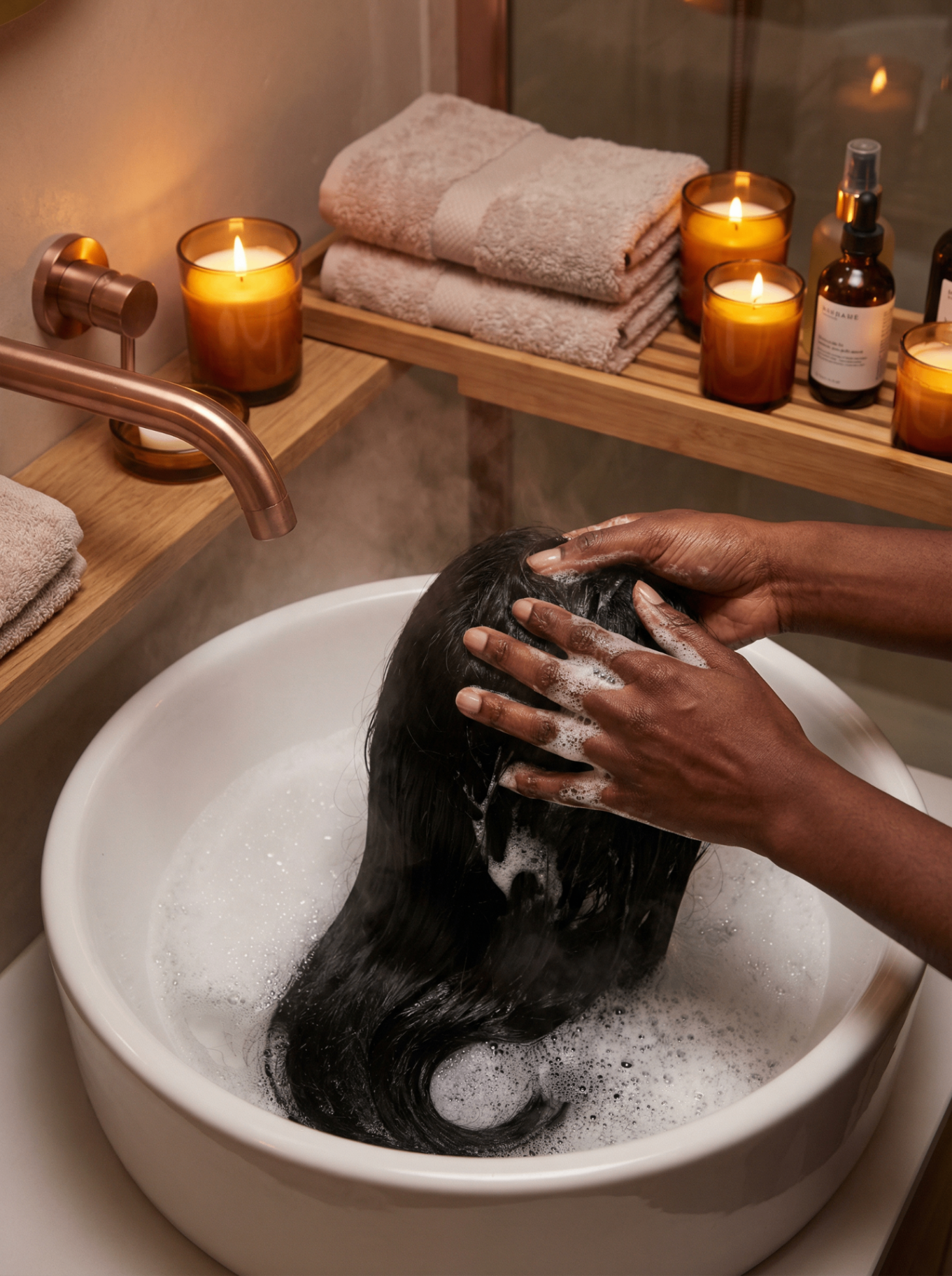 Mine Hair Wig Spa step - The Treatment